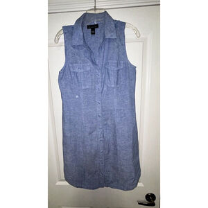 INC Int’l Concepts Short Sleeveless Linen Shirt Dress Button Front Size 6